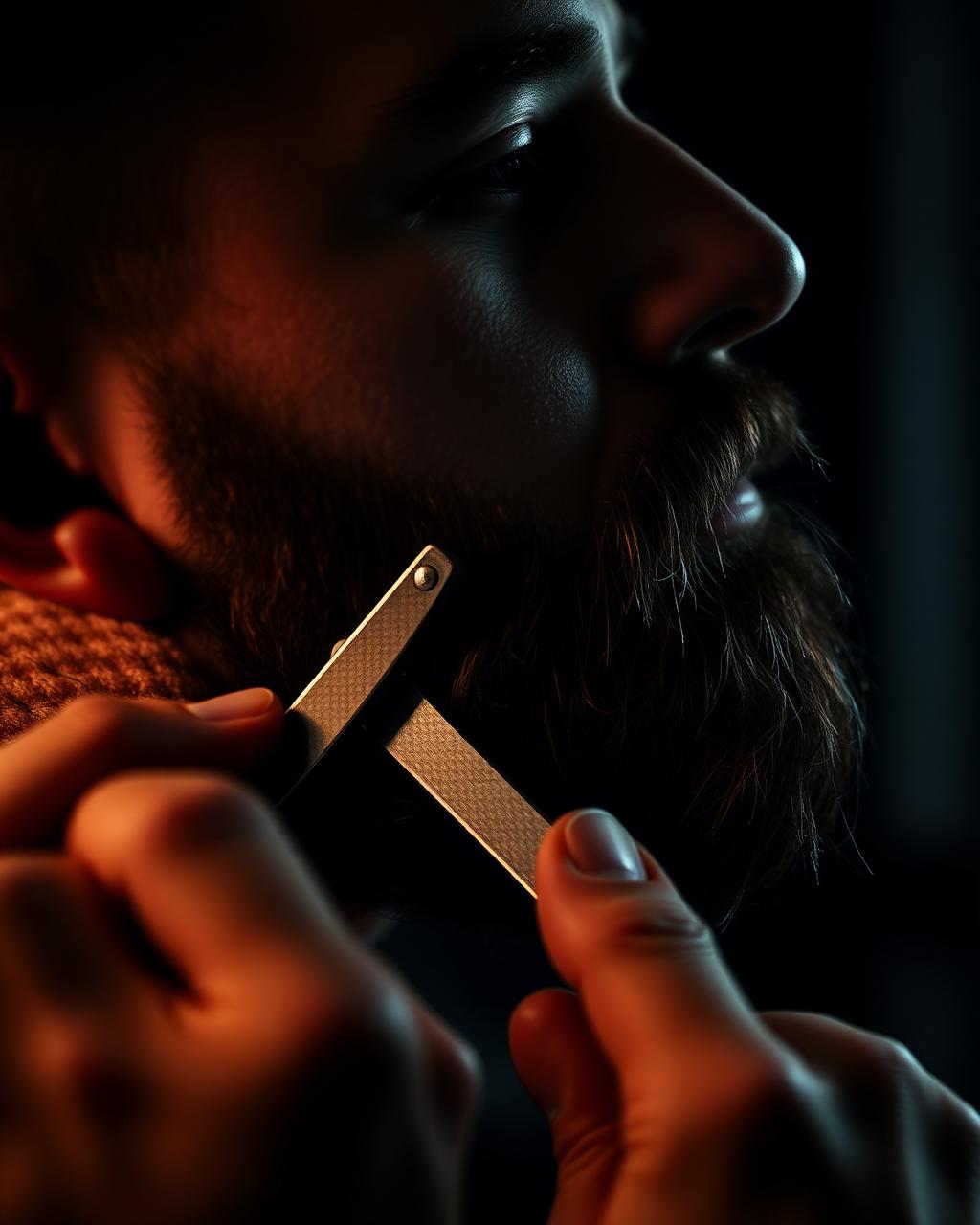 Beard grooming with straight razor