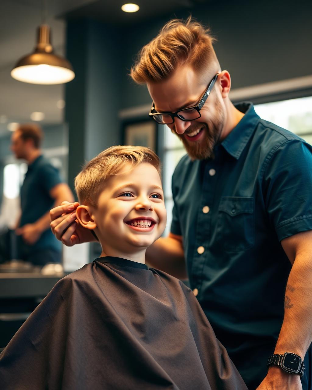 Kid getting a haircut at Ferrari Barbershop